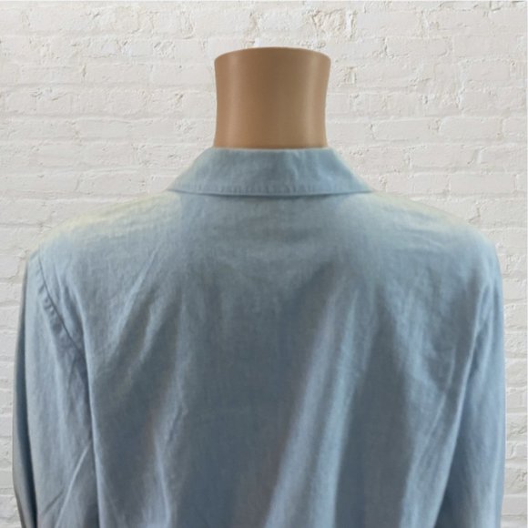 VINTAGE JOSEPHINE CHAUS -- Chambray Shirt, Front-Tie, Long Sleeve, Button Down - Picture 8 of 16